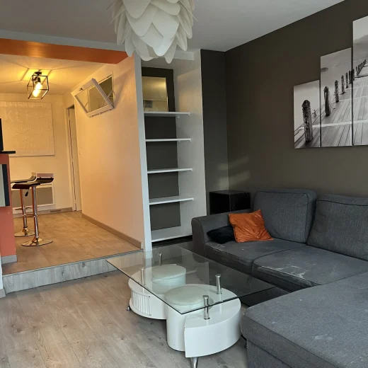 photo d'une pièce de vie avec cuisine ouverte